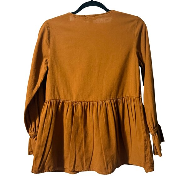 Tantrums Burnt Orange Embroidered Peasant Tunic Top – Babydoll, Size S, Like New - Picture 2 of 12